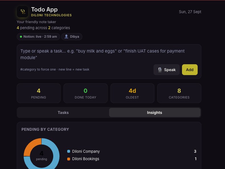 DL Voice To-Do — internal tool to capture tasks by typing or speaking, synced with Notion